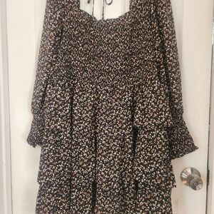 Floral Black Midi Dress